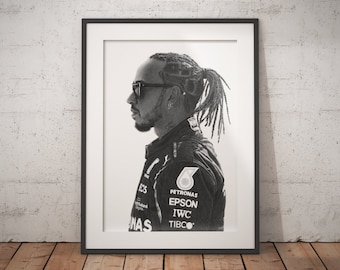 Limited Edition Print of drawing | Lewis Hamilton Poster | Mercedes F1 Team Poster | Formula 1 Poster | F1 Poster | A4 | A3 | A2