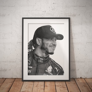 Limitierter Druck einer Zeichnung | Lewis Hamilton Poster | Mercedes F1 Team Poster | Formel-1-Poster | F1-Poster | A4 | A3 | A2