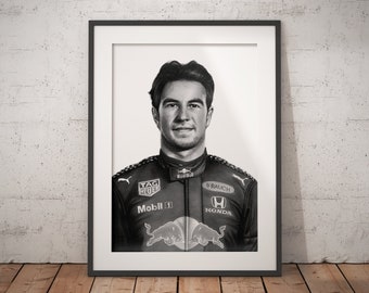 Limited Edition Print of drawing | Sergio Perez | Checo | The Legend | Red Bull Racing Honda | F1 | Formula 1 | A4