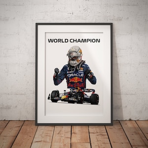 Limited Edition Print of drawing | World Champion 2022 Poster | Max Verstappen poster | Red Bull RB18 2022 Formula 1 Poster | F1 Poster