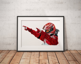 Limited Edition Print of drawing | Michael Schumacher | Scuderia Ferrari | F1 | Formula 1 | A4 | A3