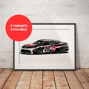 Limitierter Druck einer Zeichnung | Toyota Camry #20 | Christopher Bell | Gewinner 2024 | Nascar | Zeichnung | A4 | A3 | A2