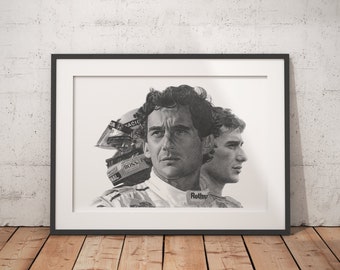 Limited Edition Print of drawing | Ayrton Senna | World Champion | Mclaren Poster | Williams Poster | Formula 1 Poster | F1 | A4 | A3 | A2