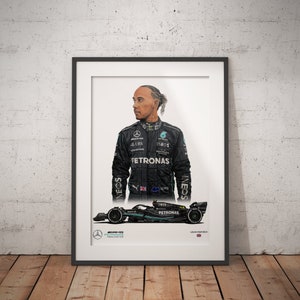 Limited Edition Print of drawing Mercedes AMG Petronas Formula 1 Team W14 Lewis Hamilton Art, Realistic, Automotive A4 A3 A2 image 7