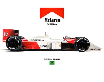 限定版の図面プリント |マクラーレン MP4/4 アイルトン・セナ 1988