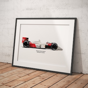 Impression en édition limitée du dessin Mclaren MP4/4 Ayrton Senna Champion du Monde 1988 Dessin Art, réaliste, automobile A4 A3 A2 image 2