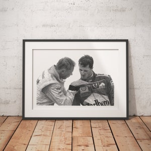 Limitierter Druck einer Zeichnung | Mika Häkkinen | Weltmeister | Michael Schumacher | Poster | Formel-1-Poster | F1 | A4 | A3 | A2
