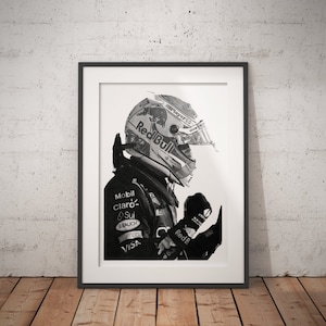 Druck der Zeichnung in limitierter Auflage | Max Verstappen | Poster des Red Bull Racing F1-Teams | Formel 1 Poster | F1 | A4 | A3 | A2