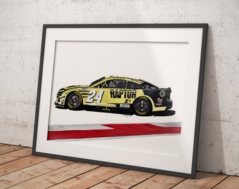 Original drawing | Chevrolet Camaro #24 | William Byron COTA Winner | Nascar | Drawing | Automotive | A3