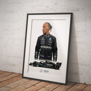 Limited Edition Print of drawing Mercedes AMG Petronas Formula 1 Team W14 Lewis Hamilton Art, Realistic, Automotive A4 A3 A2 image 5