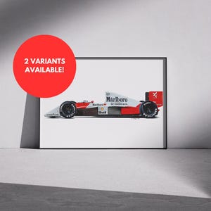 Druck der Zeichnung in limitierter Auflage | Mclaren MP4/5b Ayrton Senna, Weltmeister 1990 | F1 | Kunst, realistisch, Automobil | A4 | A3 | A2