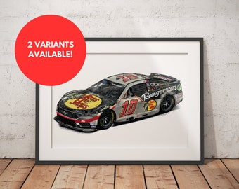 Limited Edition Print of drawing | Ford Mustang #10 | Noah Gragson | Bristol Food City 500 2024 | Nascar | Drawing | A4 | A3 | A2