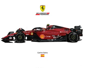 フェラーリF1大判ポスター　希少品 限定版の図面プリント |フェラーリ F1-75 スクーデリア