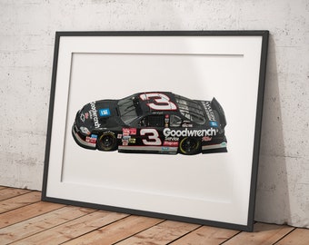 Original drawing | Chevrolet Monte Carlo #3 | Dale Earnhardt | Nascar | Drawing | Art, Realistic, Automotive | A3