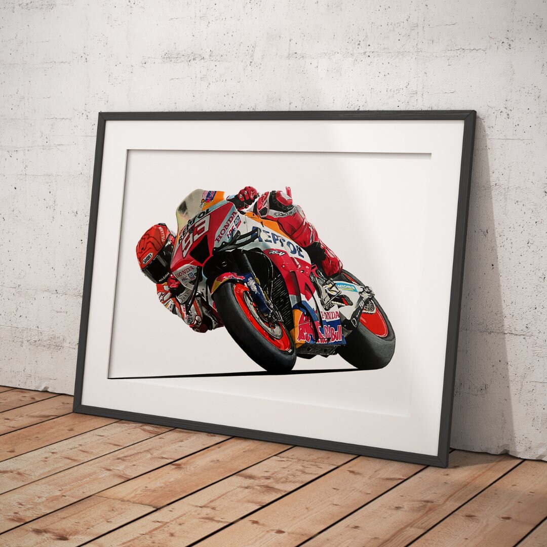 Poster Toile Marc Marquez Moto GP 40x60cm - Déco Murale Sport Motocyclisme - Affiche Moderne Sans Cadre