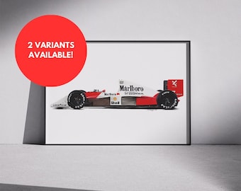 Limited Edition Print of Drawing | Mclaren Mp4/5b Ayrton Senna