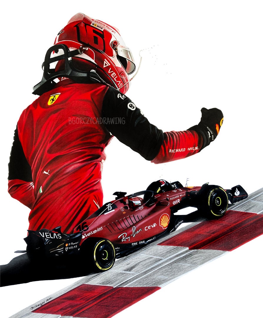Limited Edition Print of Drawing | Charles Leclerc | Scuderia Ferrari |  Ferrari F1-75 | F1 | Drawing 2022 Season | Formula 1 | A4 | A3 | A2 - Etsy, image size:894x1080