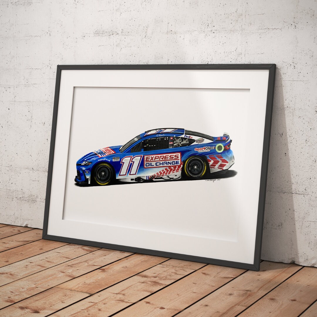 Original drawing | Toyota Camry #11 | Denny Hamlin Bristol Food City 500 Winner | Nascar | Drawing | Automotive | A3