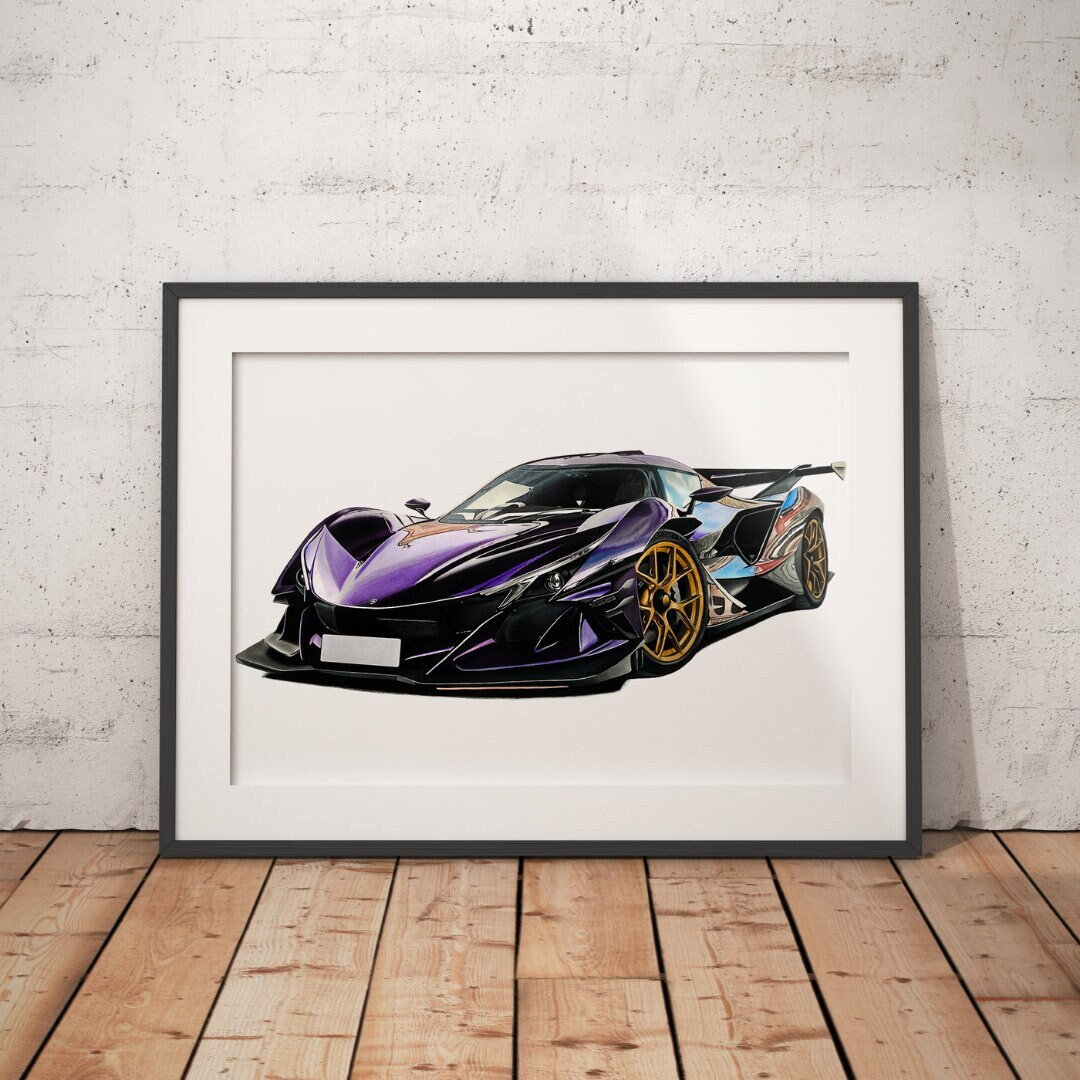 Limited Edition Print of drawing | Apollo Intensa Emozione Drawing | Classic Car | Illustration | Realistic | Automotive | A4 | A3