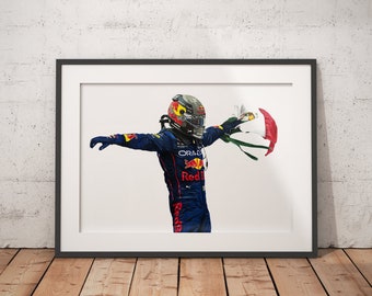 Limited Edition Print of drawing | Monaco GP | Sergio Perez Poster | Red Bull Racing Team Poster | Formula 1 Poster | F1 Poster