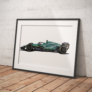 Original drawing | Cognizant Aston Martin Formula One Team AMR23 | Fernando Alonso | Art, Realistic, Automotive | A3