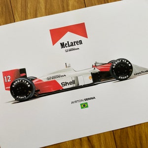 Limited Edition Print of Drawing | Mclaren MP4/4 Ayrton Senna 1988 ...