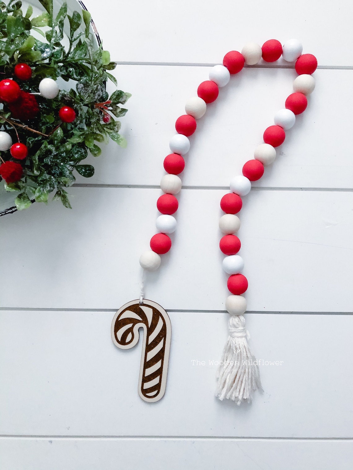 Candy Cane Garland / Tiered Tray Decor / Christmas Tiered Tray Etsy