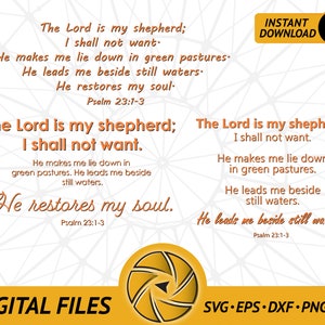 Psalm 23 (Christian Phrase Art) Digital Download Bundle for printing Paper / Magnet / Sticker / T-shirt