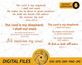 Salmo 23 (Christian Phrase Art) Paquete de descarga digital para imprimir papel / imán / pegatina / camiseta