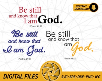 Salmo 46:10 (Arte de frase cristiana) Paquete de descarga digital para imprimir papel / imán / pegatina / camiseta