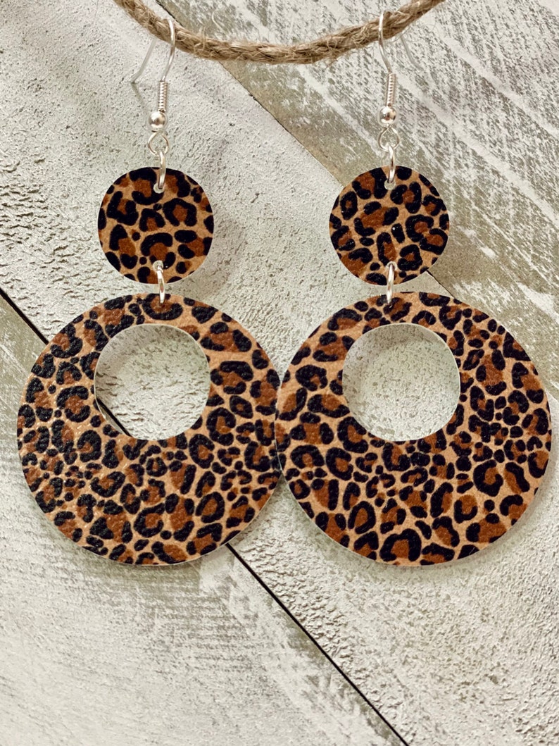 Leopard Print Earrings Leopard Print Faux Leather Earrings Etsy