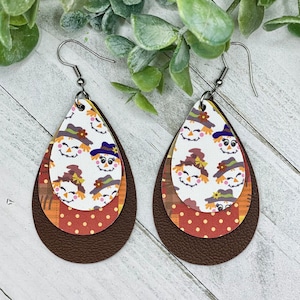 Scarecrow earrings, thanksgiving jewelry, fall earrings, handmade jewelry, gift for mom