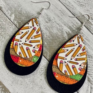 Pencil and ruler earrings, teacher gift, gift for her, back to school