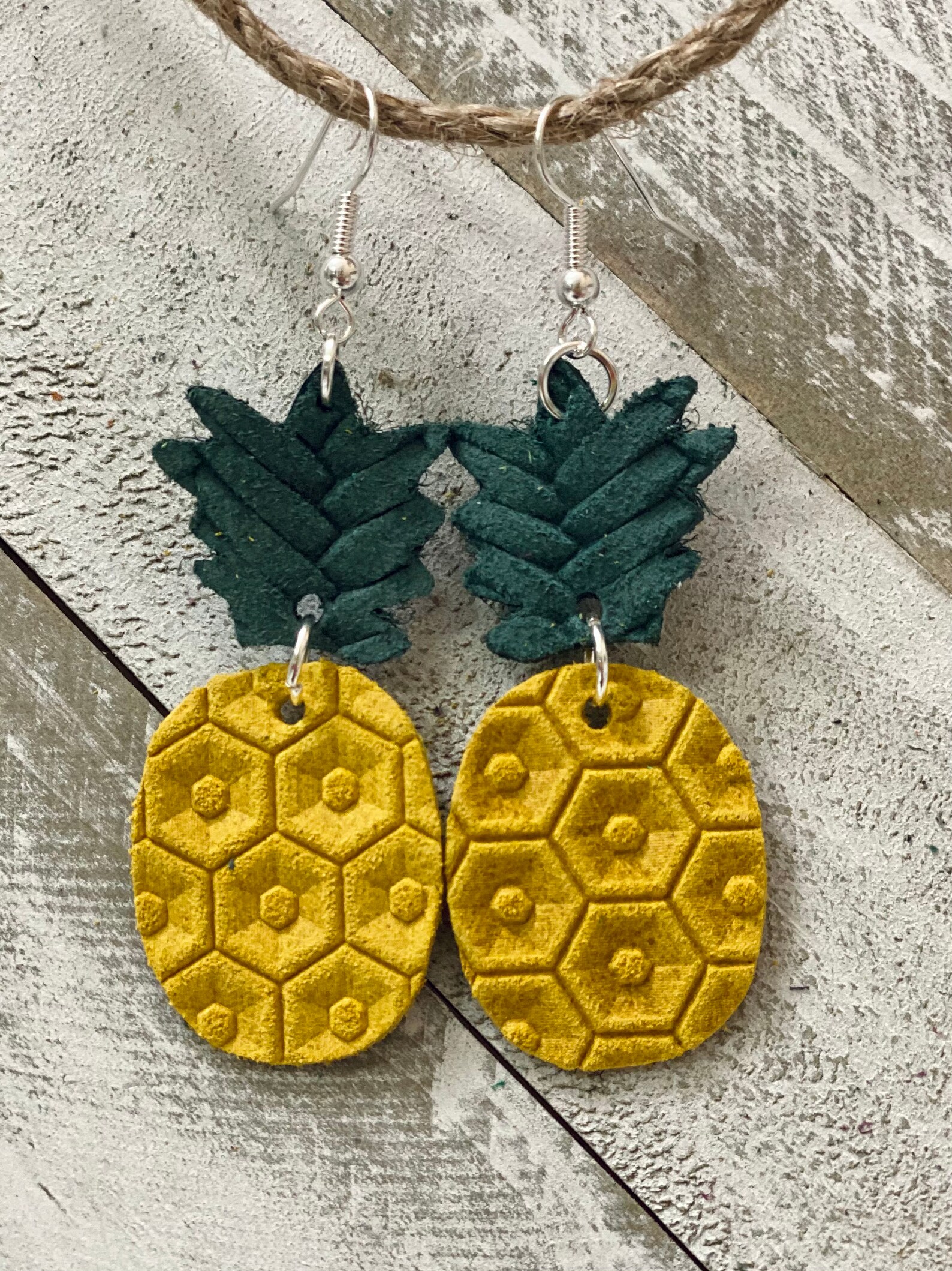 Pineapple Earrings Pineapple Leather Earrings Pineapple Etsy