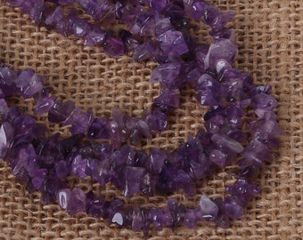 Natural Amethyst Chip Beads 34 Inch Strand - Small Amethyst Chips - Small Amethyst Gemstone Chips  - Amethyst Stone