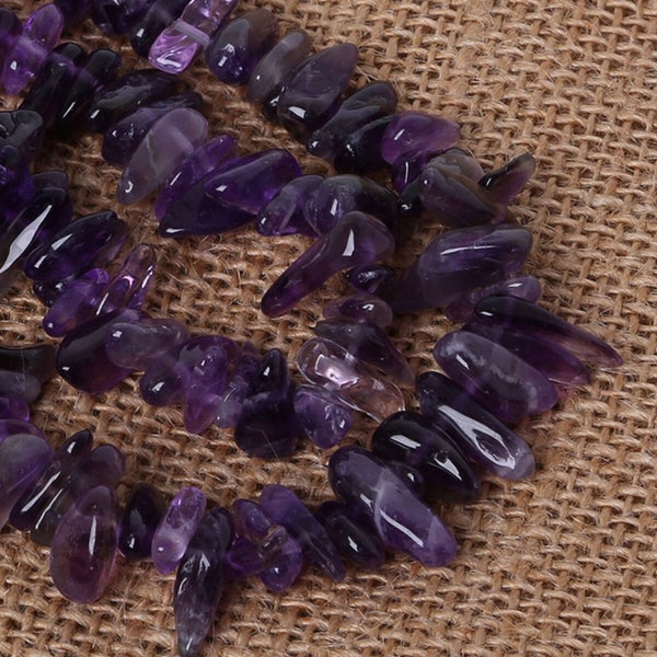 Natural Amethyst Tooth Chip Beads - Amethyst Nuggets - Polished Amethyst Chunk Beads - Amethyst Spike Chips - Amethyst Gemstone