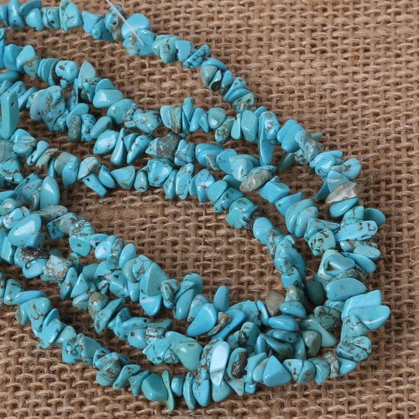 Natural Turquoise Chip Beads 34 Inch Strand - Small Turquoise Chips - Small Turquoise Gemstone Chips  - Turquoise Stone