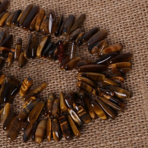 Natural Tiger Eye Tooth Chip Beads - Tiger Eye Nuggets - Polished Tiger Eye Chunk Beads - Tiger Eye Spike Chips - Tiger Eye Gemstone