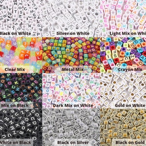 Cuentas de acrílico de letras del alfabeto de 6 mm, cuentas de acrílico redondas, cuentas de letras de plástico, cuentas de pulsera de nombre, cuentas de letras ABC, cuentas de nombre, nombre inicial