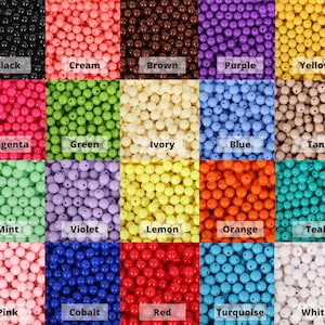 6mm 8mm 10mm Acrylic Round Beads 21 Colors - Round Acrylic Balls - Gumball Beads - Acrylic Bubblegum Beads - Plastic Resin Beads - Kids Bead