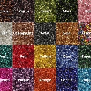 45g 6/0 8/0 o 12/0 Perle di semi di vetro foderate d'argento, Perle di semi trasparenti, Rocailles foderate d'argento, Perle di semi vintage, Perle di semi colorate