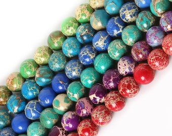 Sea Sediment Jasper Beads in Galaxy, Lime, Green, Red, Blue, Turquoise - 4mm 6mm 8mm 10mm - 15" Full Strand - Wholesale Beads