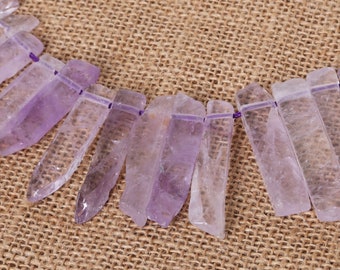 Natural Amethyst Point Beads - Amethyst Slice Beads - Polished Amethyst Stick Beads - Raw Amethyst Spike Beads - Amethyst Crystal Points