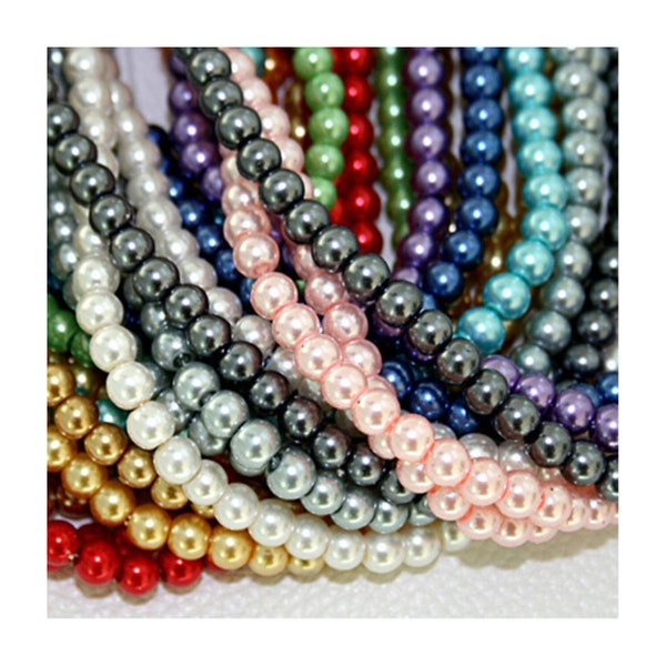 13 Colors of Pearls - 4mm 6mm 8mm 10mm - Colorful Glass Pearl Beads - Rainbow Pearls - Mix Color Pearls - Wholesale Pearls