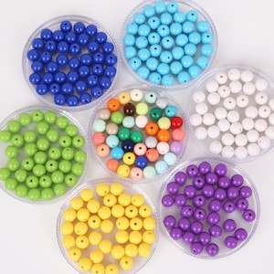 6mm 8mm 10mm Acrylic Round Beads 21 Colors Round Acrylic Balls Gumball Beads Acrylic Bubblegum Beads Plastic Resin Beads Kids Bead image 4