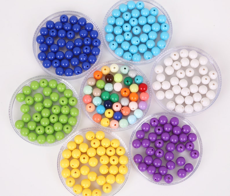 6mm 8mm 10mm Acrylic Round Beads 21 Colors Round Acrylic Balls Gumball Beads Acrylic Bubblegum Beads Plastic Resin Beads Kids Bead image 4