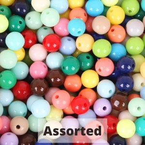 6mm 8mm 10mm Acrylic Round Beads 21 Colors Round Acrylic Balls Gumball Beads Acrylic Bubblegum Beads Plastic Resin Beads Kids Bead image 2