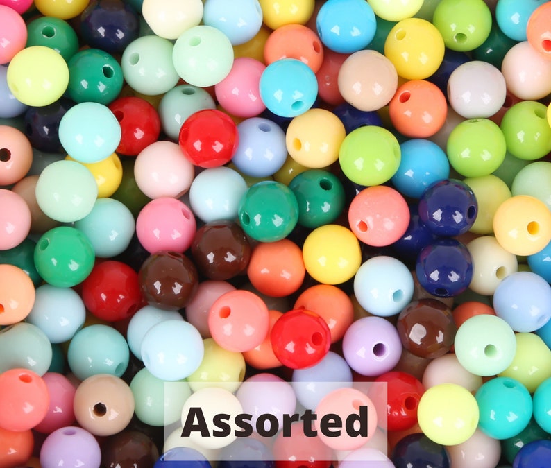 6mm 8mm 10mm Acrylic Round Beads 21 Colors Round Acrylic Balls Gumball Beads Acrylic Bubblegum Beads Plastic Resin Beads Kids Bead image 2