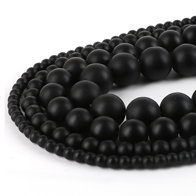 Matte Black Onyx Beads 4mm 6mm 8mm 10mm 12mm Round Black Onyx Gemstone 15 Full Strand Wholesale Beads Wholesale Gemstones image 1