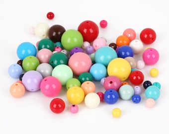 Assorted Acrylic Round Beads 6mm 8mm 10mm 12mm 14mm 16mm - Rainbow Acrylic Balls - Gumball Beads - Acrylic Bubblegum Beads - Mixed Gumball